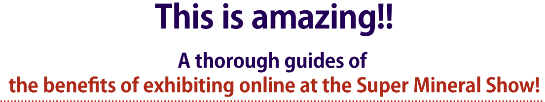 This is amazing!! A thorough guides of the benefits of exhibiting online at the Super Mineral Show!